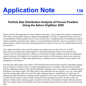 AN 138 PARTICLE SIZE DISTRIBUTION ANALYSIS OF POROUS POWDERS